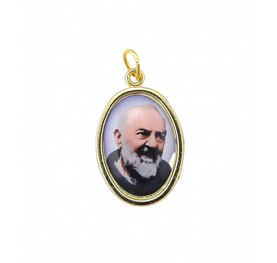 Medalik metalowy kolorowy św. ojciec Pio